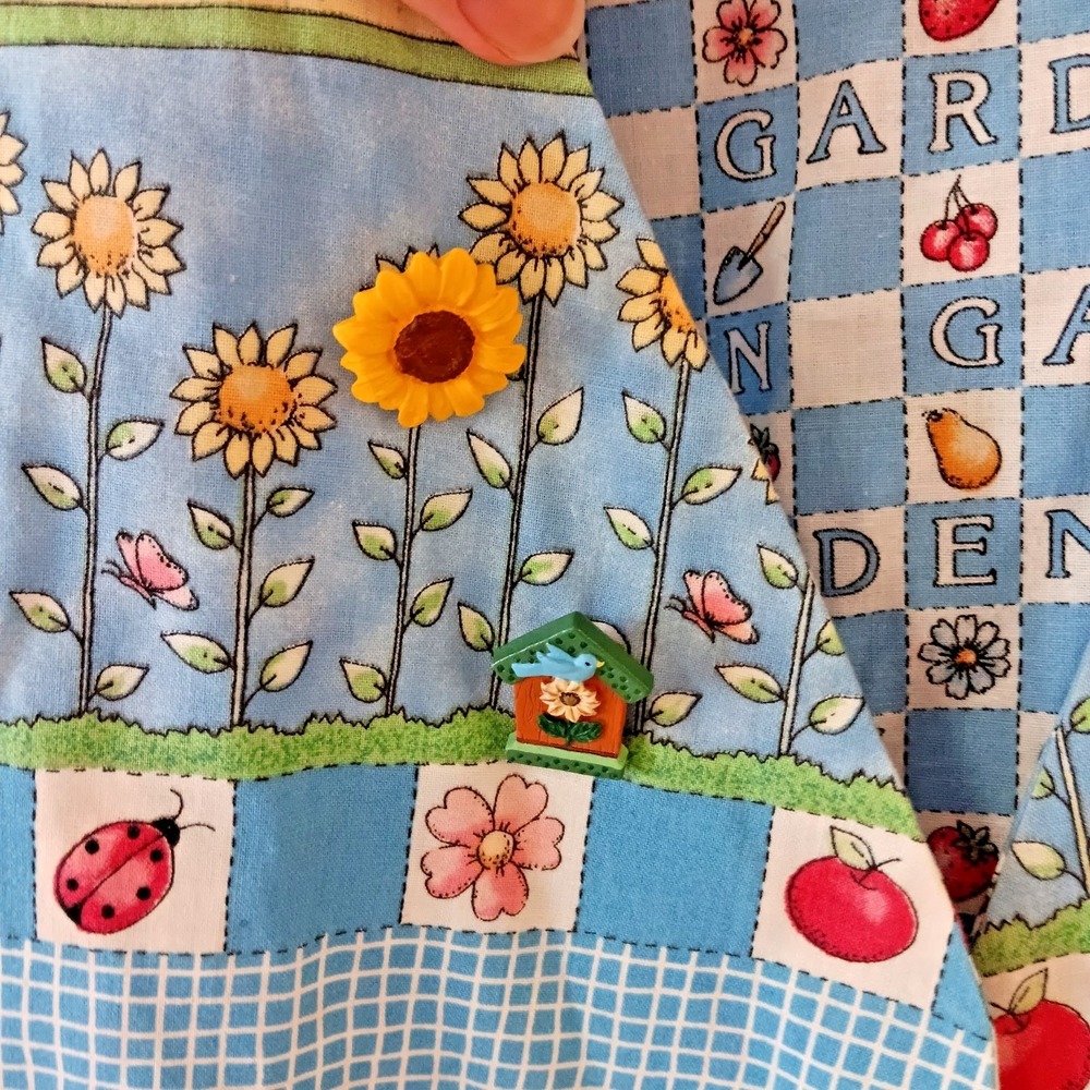 Womens Vintage 90s Easter‎ Spring Garden Theme Vest Size M Sunflower Ladybug - Picture 3 of 10